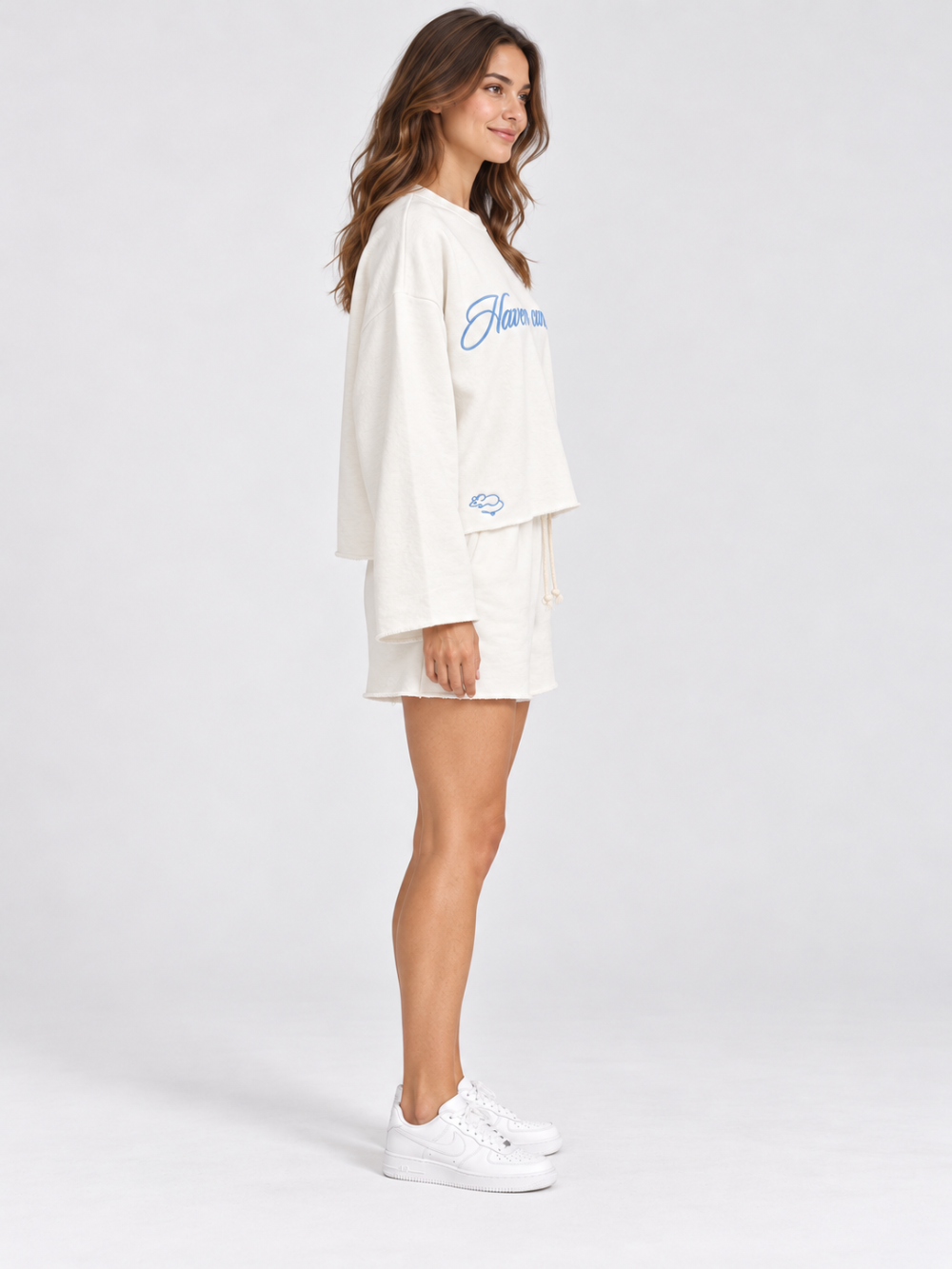 Lazy Mouse “Haven can wait” Cotton Sweatshirt & Shorts Set — S/M|965