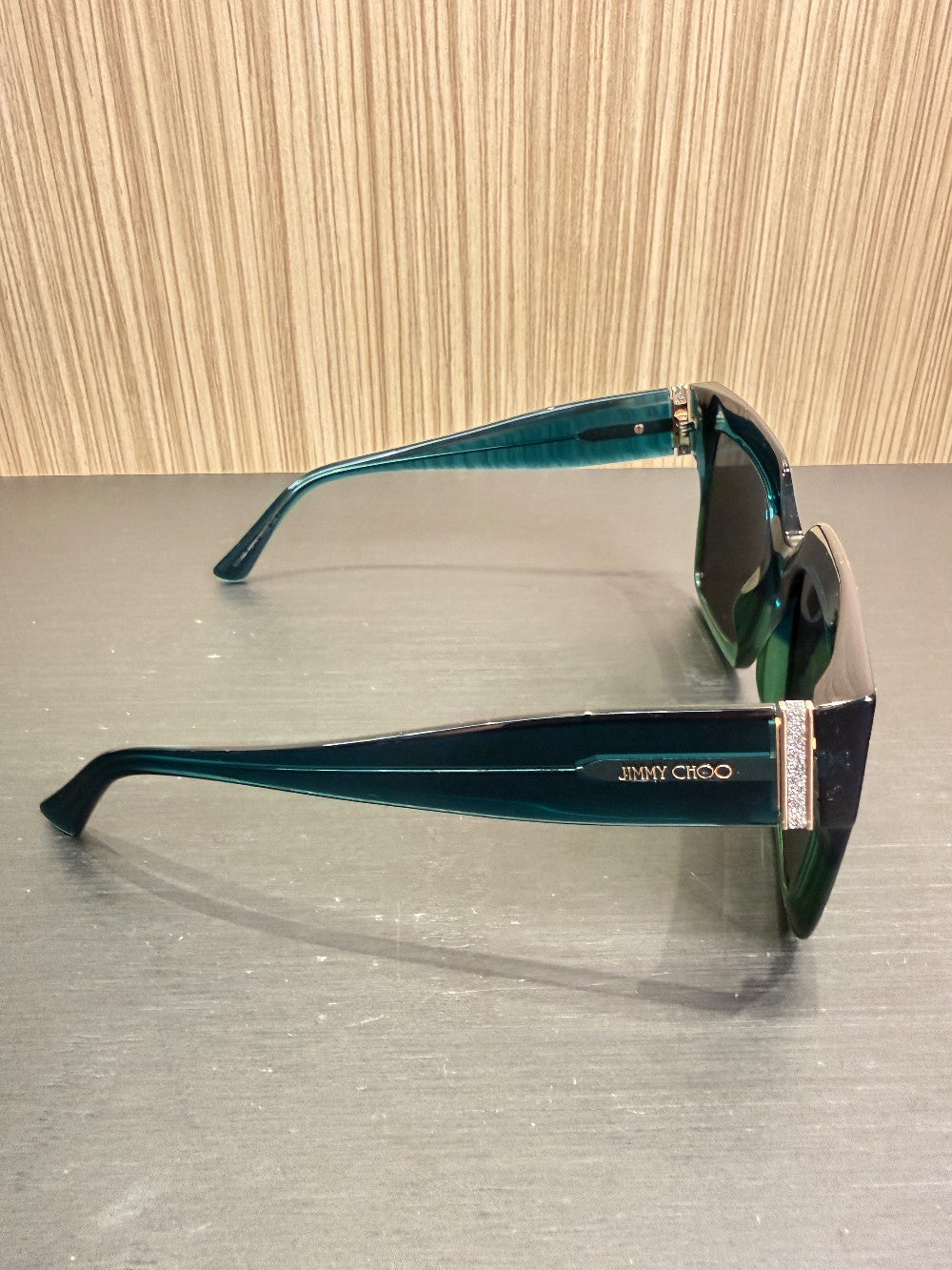 Jimmy Choo EDNA/S PEF/IR Oversized Square Sunglasses Size 52-22-145 – Emerald Blue Gradient|425