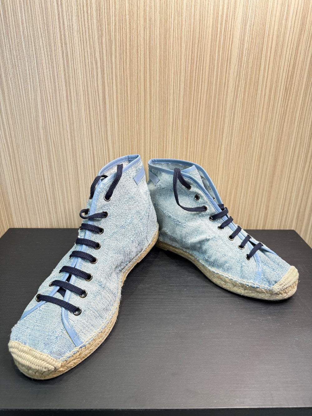 Cesare Paciotti PB301/27T Denim Stone Washed High-Top Espadrille Sneakers Size US Men's 10|250