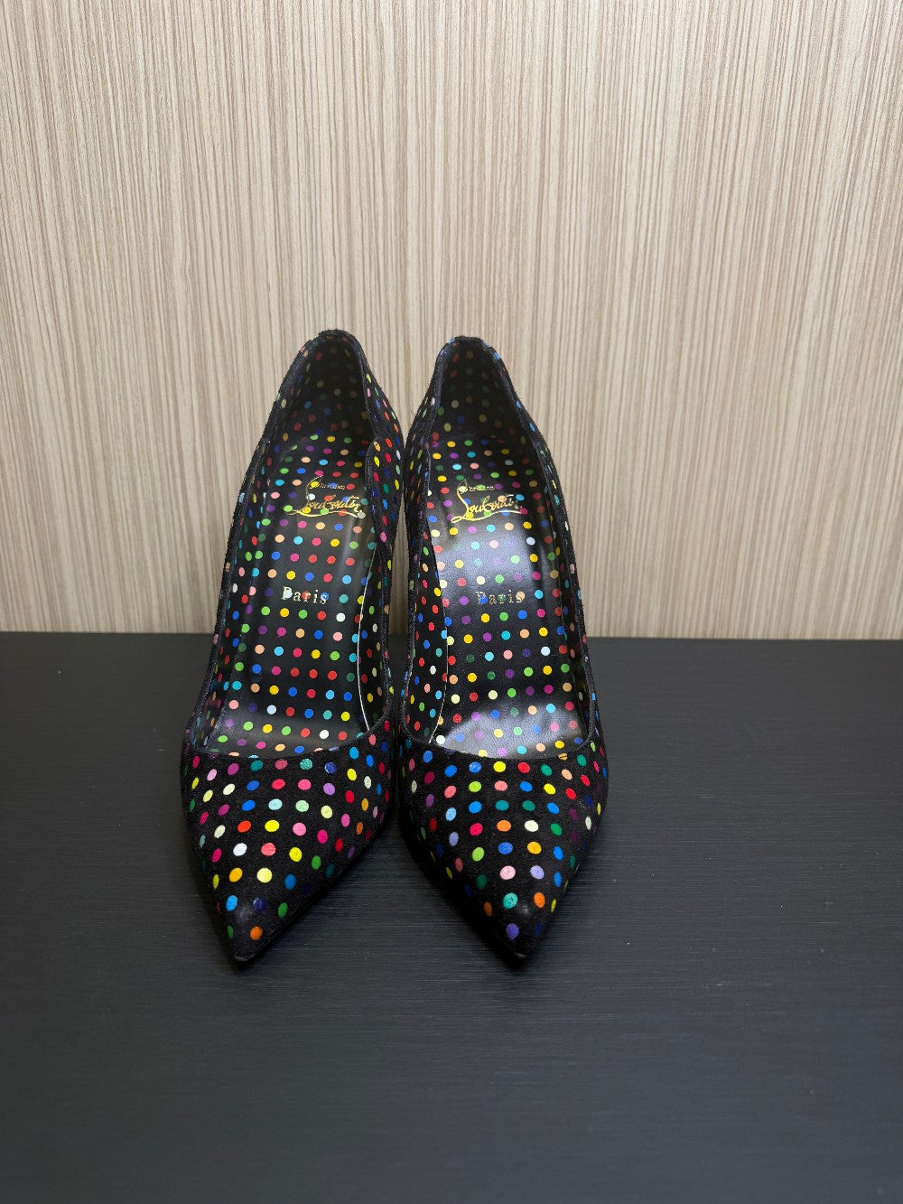 Christian Louboutin Hot Chick 100 Multicolor Polka Dot Pumps Size 39|458
