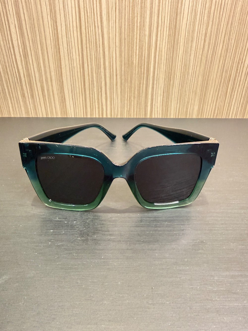 Jimmy Choo EDNA/S PEF/IR Oversized Square Sunglasses Size 52-22-145 – Emerald Blue Gradient|428