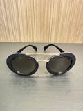 Prada SPR 15S Round Double Bridge Sunglasses Size 53-25-140 – Black|421
