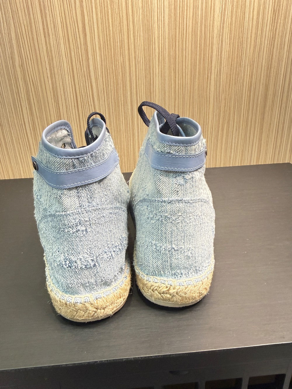 Cesare Paciotti PB301/27T Denim Stone Washed High-Top Espadrille Sneakers Size US Men's 10|249