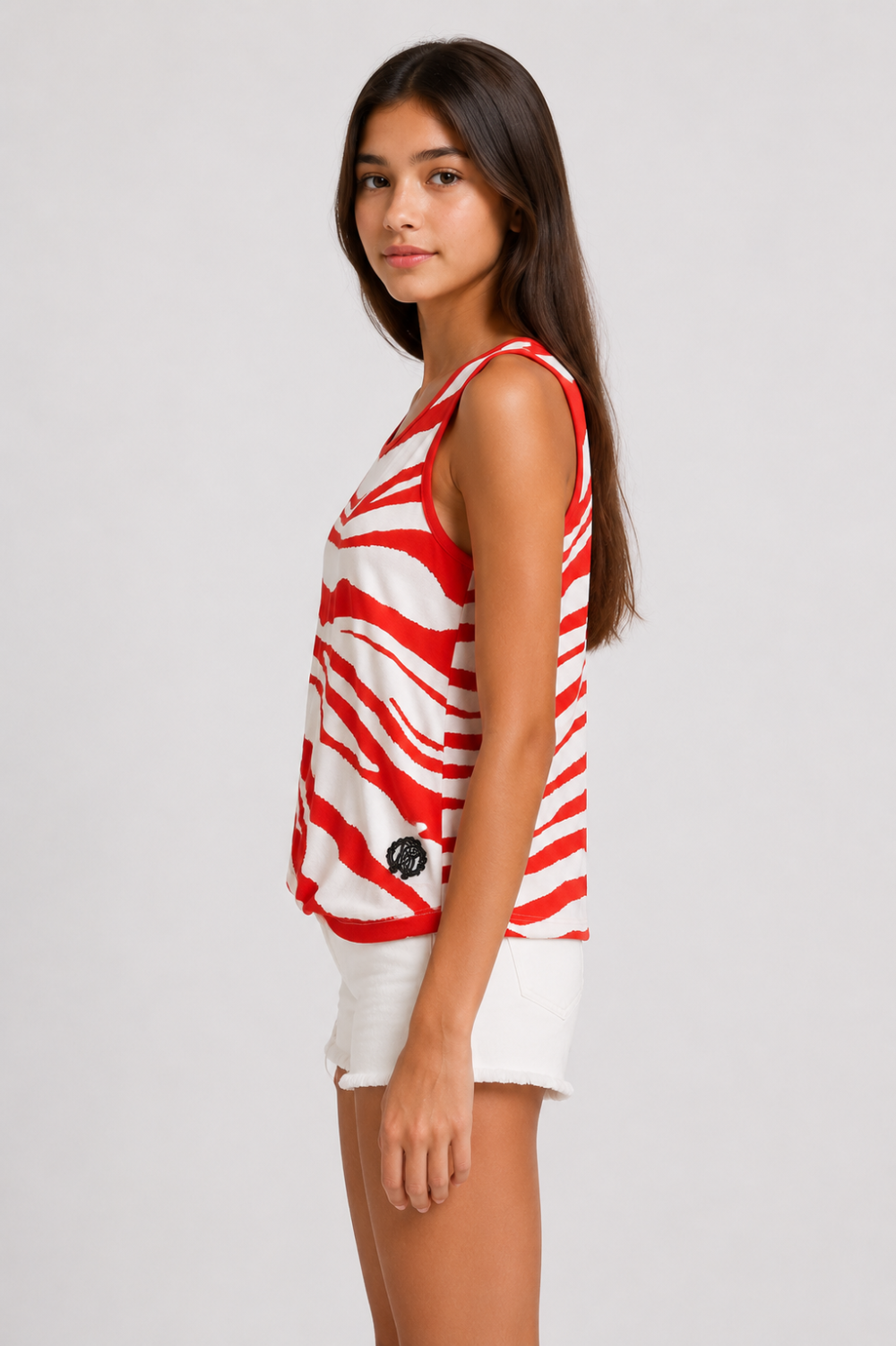 Roberto Cavalli Junior Red & White Printed Sleeveless Top – Size M|588