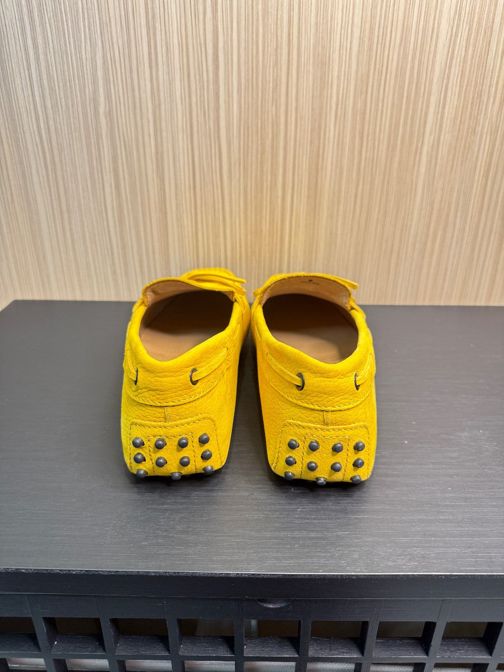 TOD'S Men's Gommino Pebbled Leather Driving Loafers Yellow Size US 8 Brand New with Box & Dust Bag|103