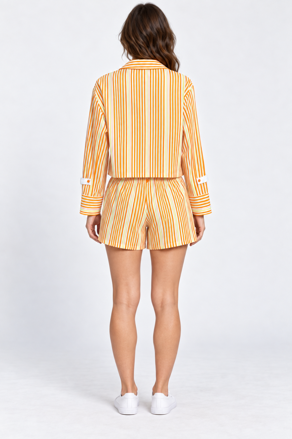 Lazy Mouse Orange Striped Cotton Shirt & Shorts Set — L/XL|963