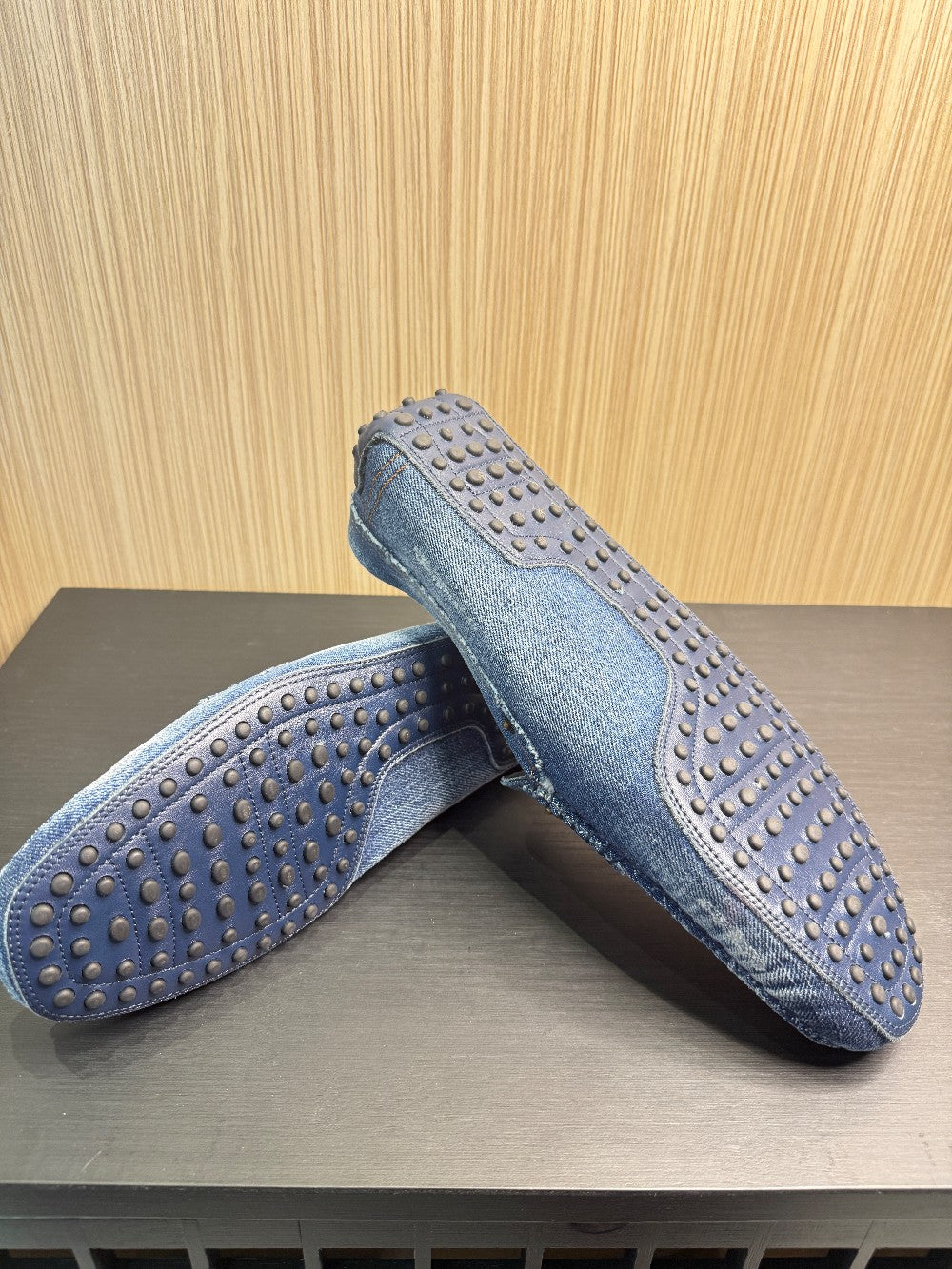 Tod's Men's Denim Gommino Driving Loafers Size 7.5|95