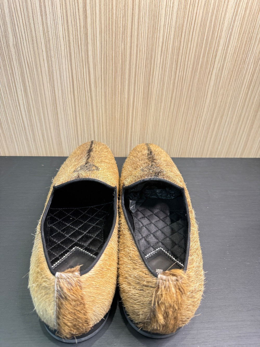 Roberto Cavalli Hair-On Goatskin Smoking Slippers Loafers Size EU 44|271