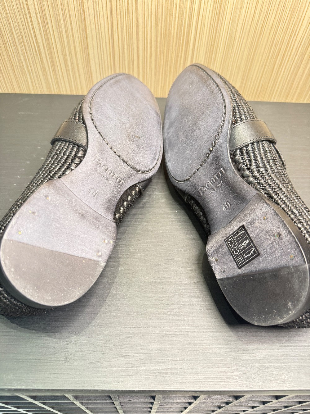 Cesare Paciotti Black Woven Leather Loafers with Signature Hardware – Size 40|125