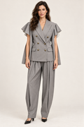 Vicolo Gray Convertible Sleeve Blazer & Balloon Pants Set — Size S|943