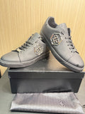 Philipp Plein Black Leather Hexagon Logo Sneakers – Size 44|145