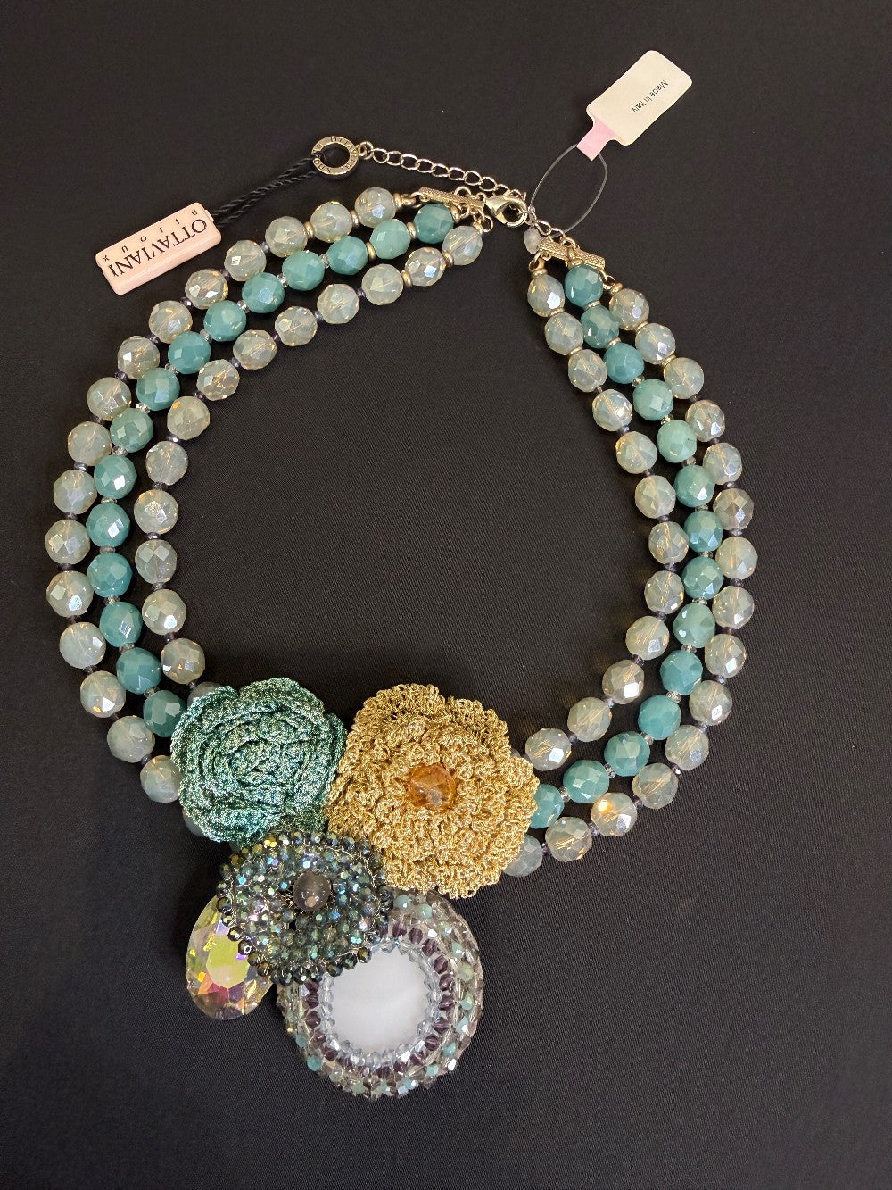 Ottaviani Turquoise Multi-Strand Crystal Statement Necklace|856