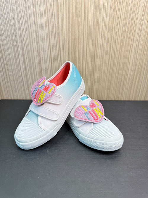 Billieblush Girls Gradient Velcro Sneakers with "MIAMI FUN" Glitter Patch Size EU 31|327