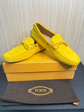 TOD'S Men's Gommino Pebbled Leather Driving Loafers Yellow Size US 8 Brand New with Box & Dust Bag|98