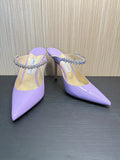 Jimmy Choo Bing Lilac Patent Leather Crystal Strap Mule Pumps Size 40|201