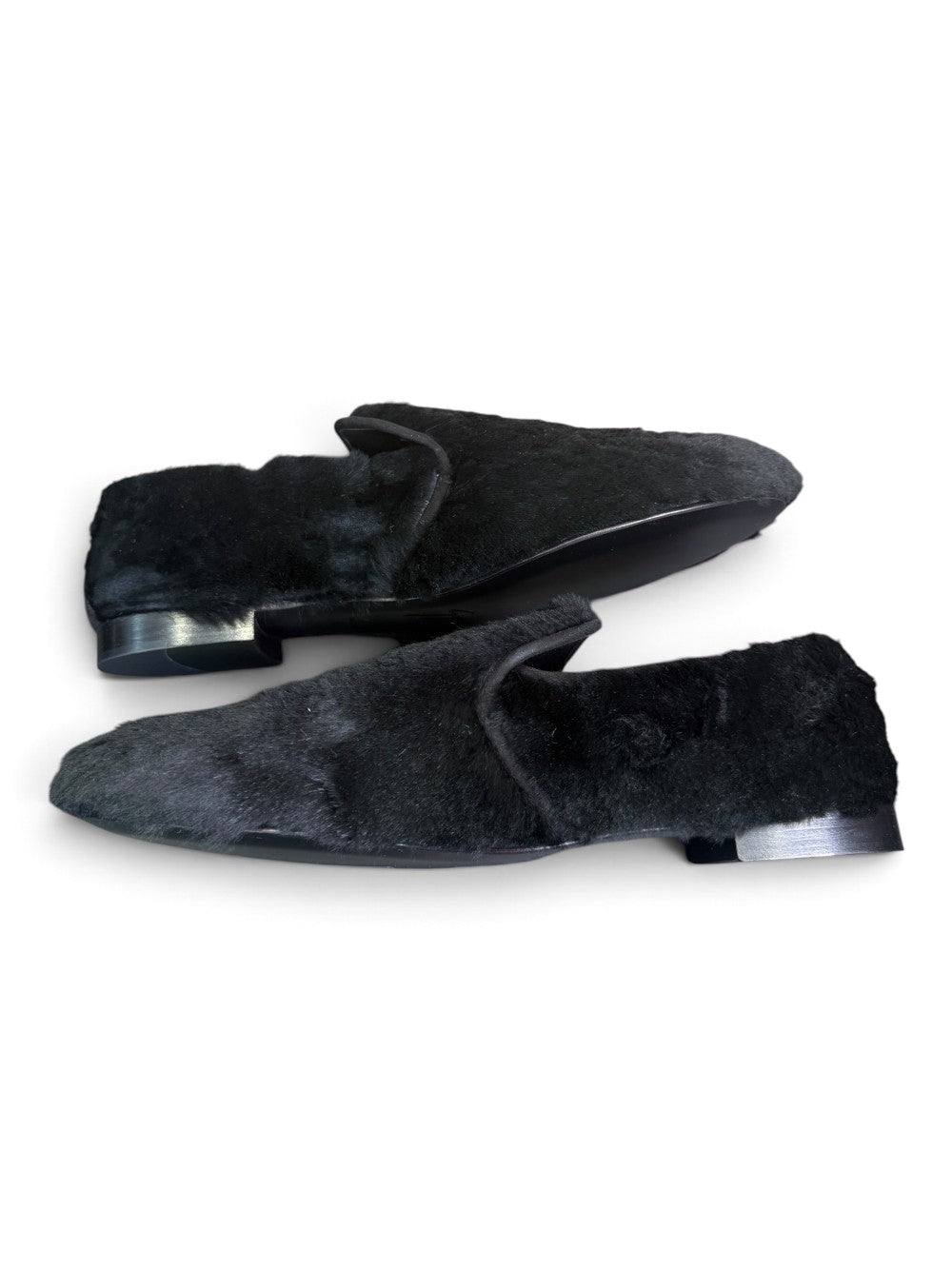 Giuseppe Zanotti Men's Black Rabbit Fur Loafers with Gold Signature – US 11 (EU 44)|997
