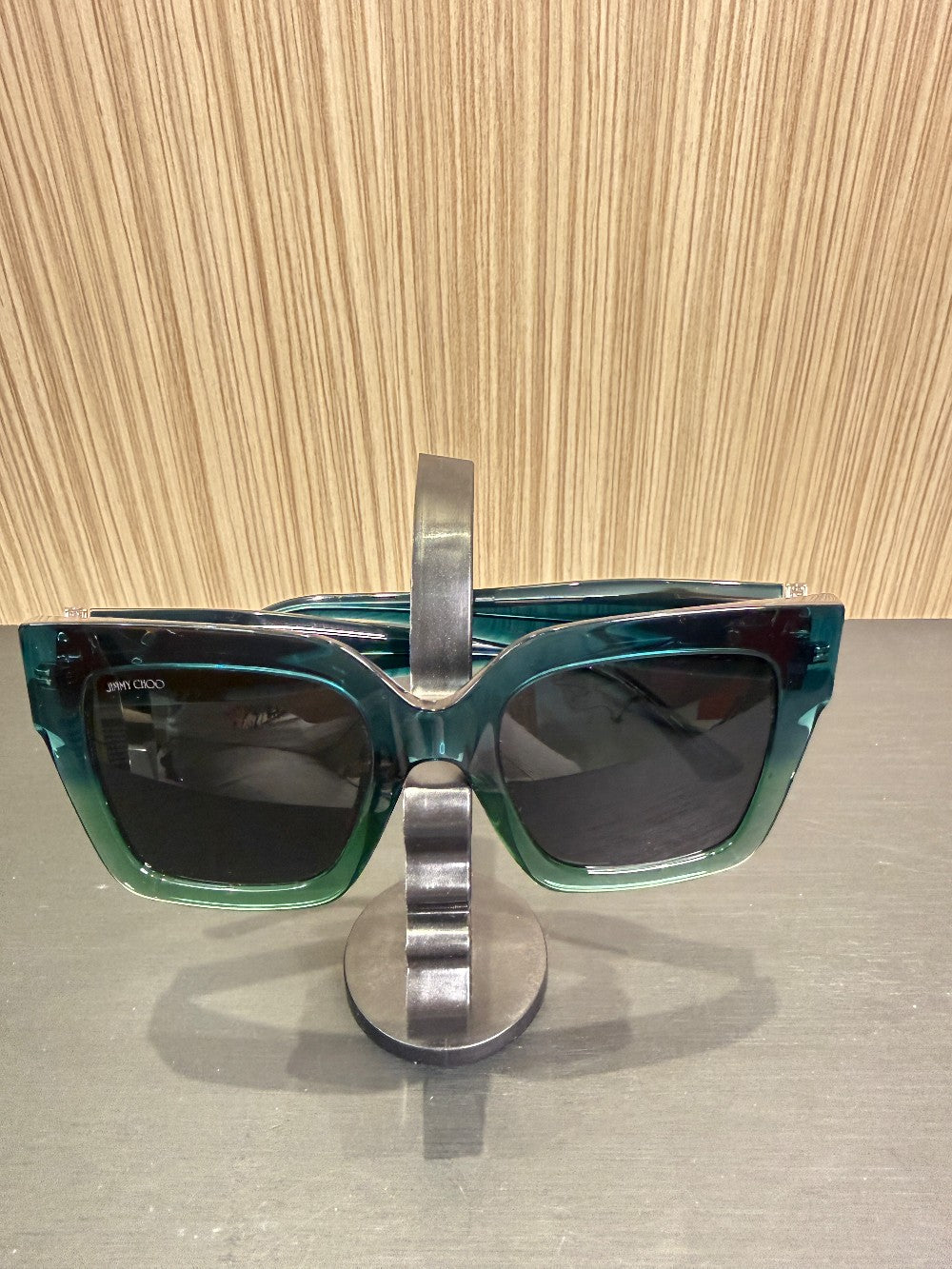 Jimmy Choo EDNA/S PEF/IR Oversized Square Sunglasses Size 52-22-145 – Emerald Blue Gradient|423