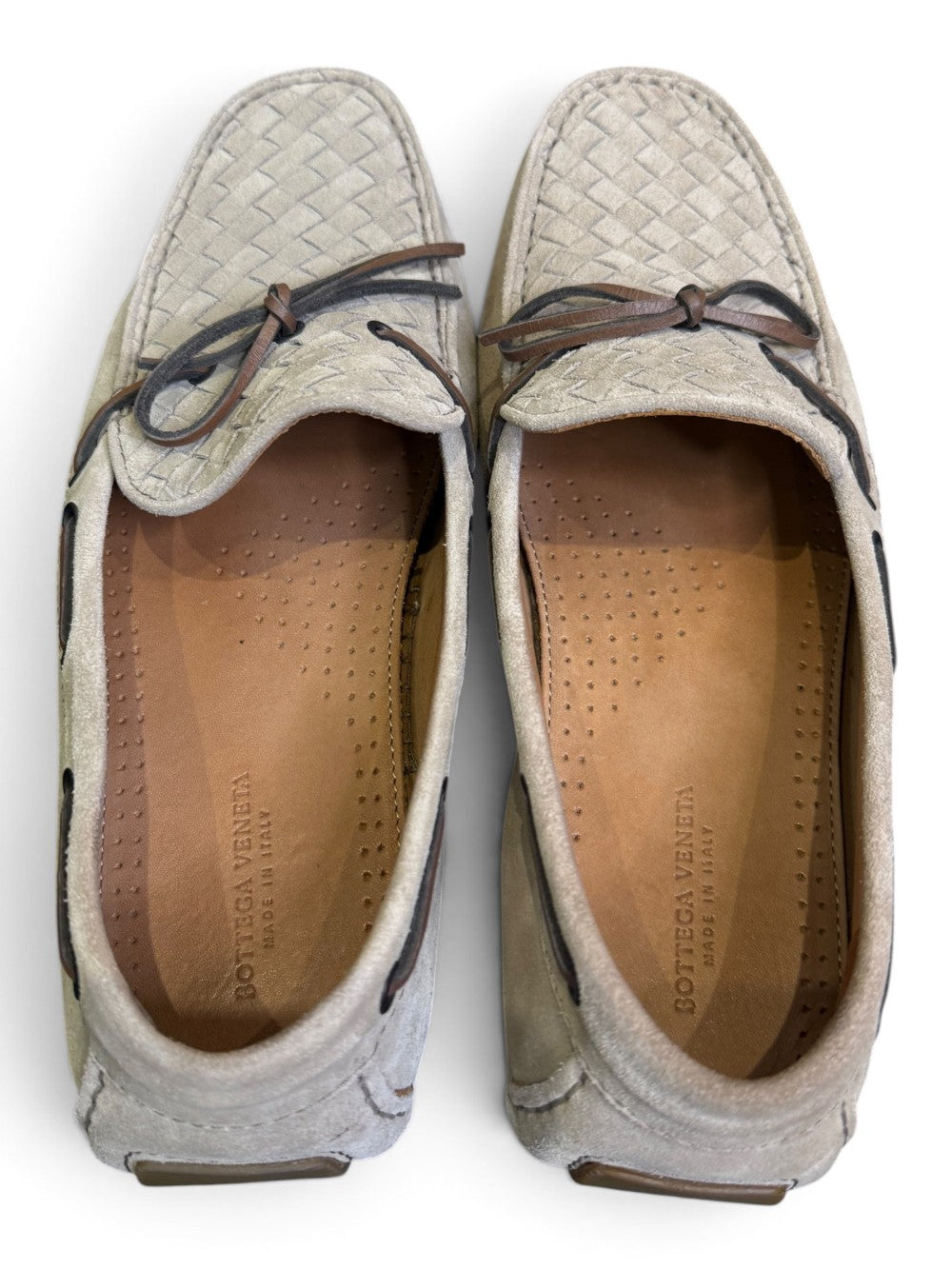 Bottega Veneta Men’s Intrecciato Suede Driving Loafers Size 42|742