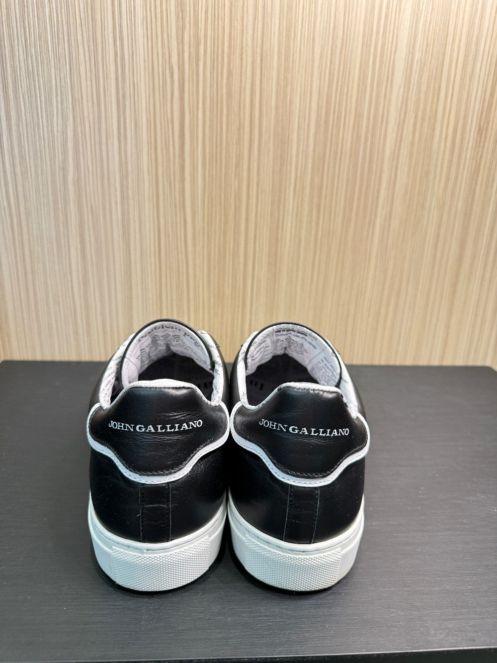 John Galliano Paris Leather Slip-On Sneakers with Logo Strap Size EU 43.5|326