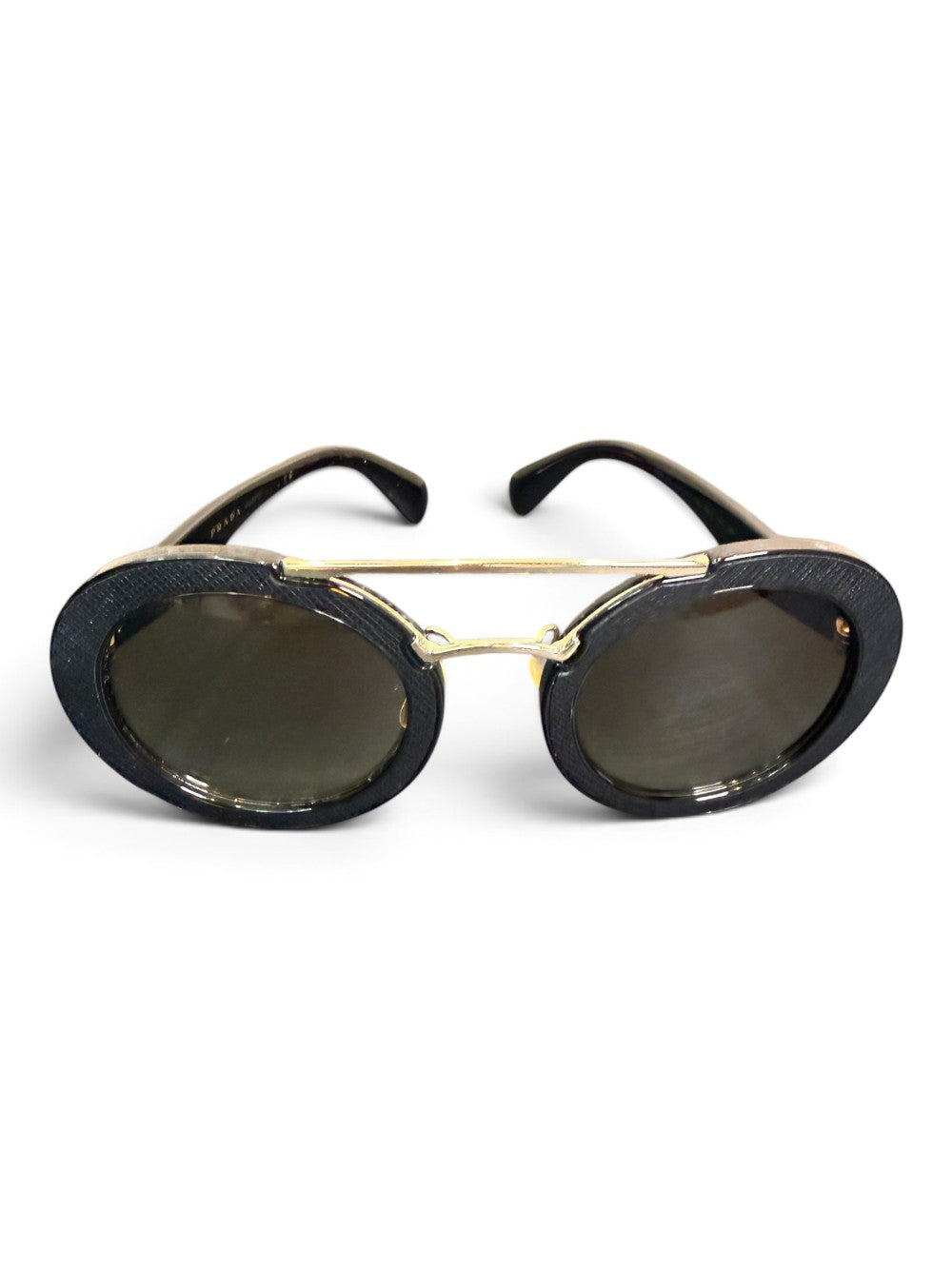 Prada SPR 15S Round Double Bridge Sunglasses Size 53-25-140 – Black|813