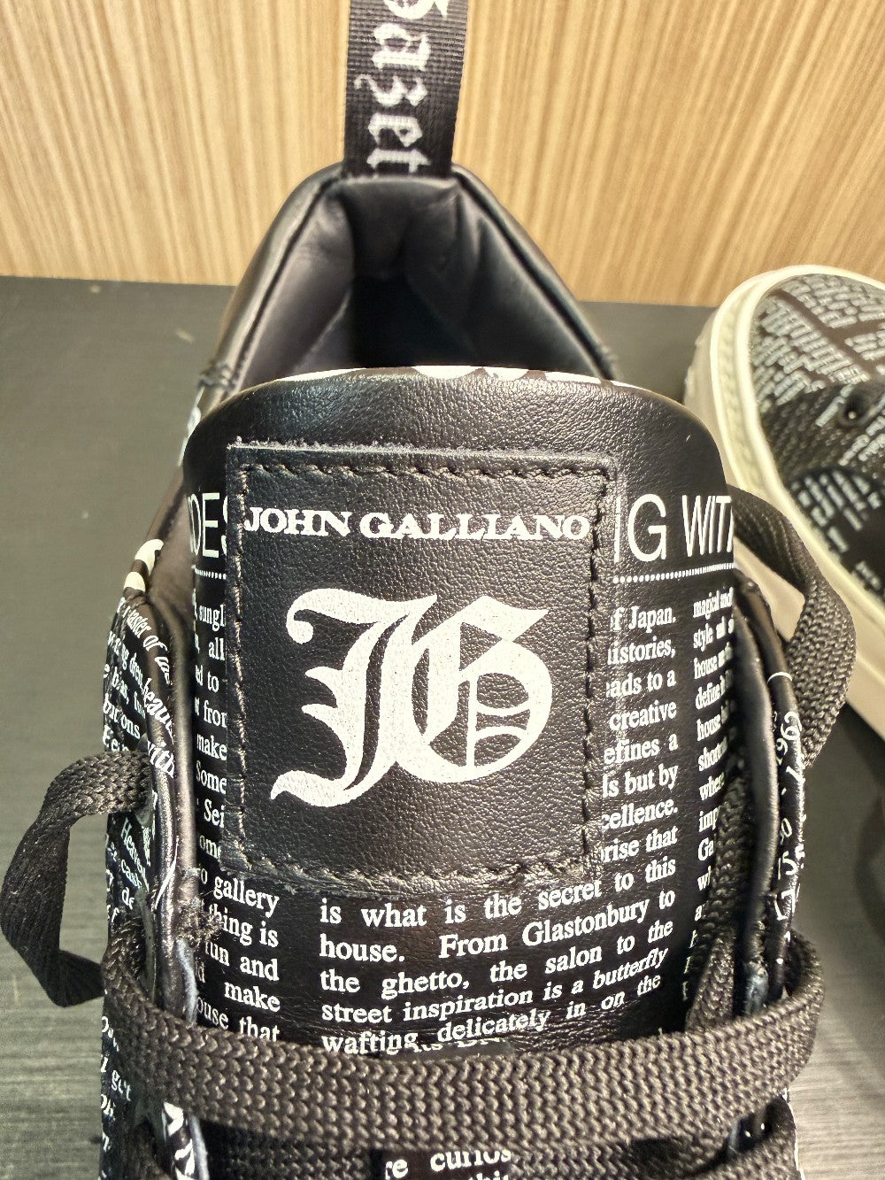 John Galliano Paris Gazette Newspaper Print Leather Sneakers Size EU 40|283