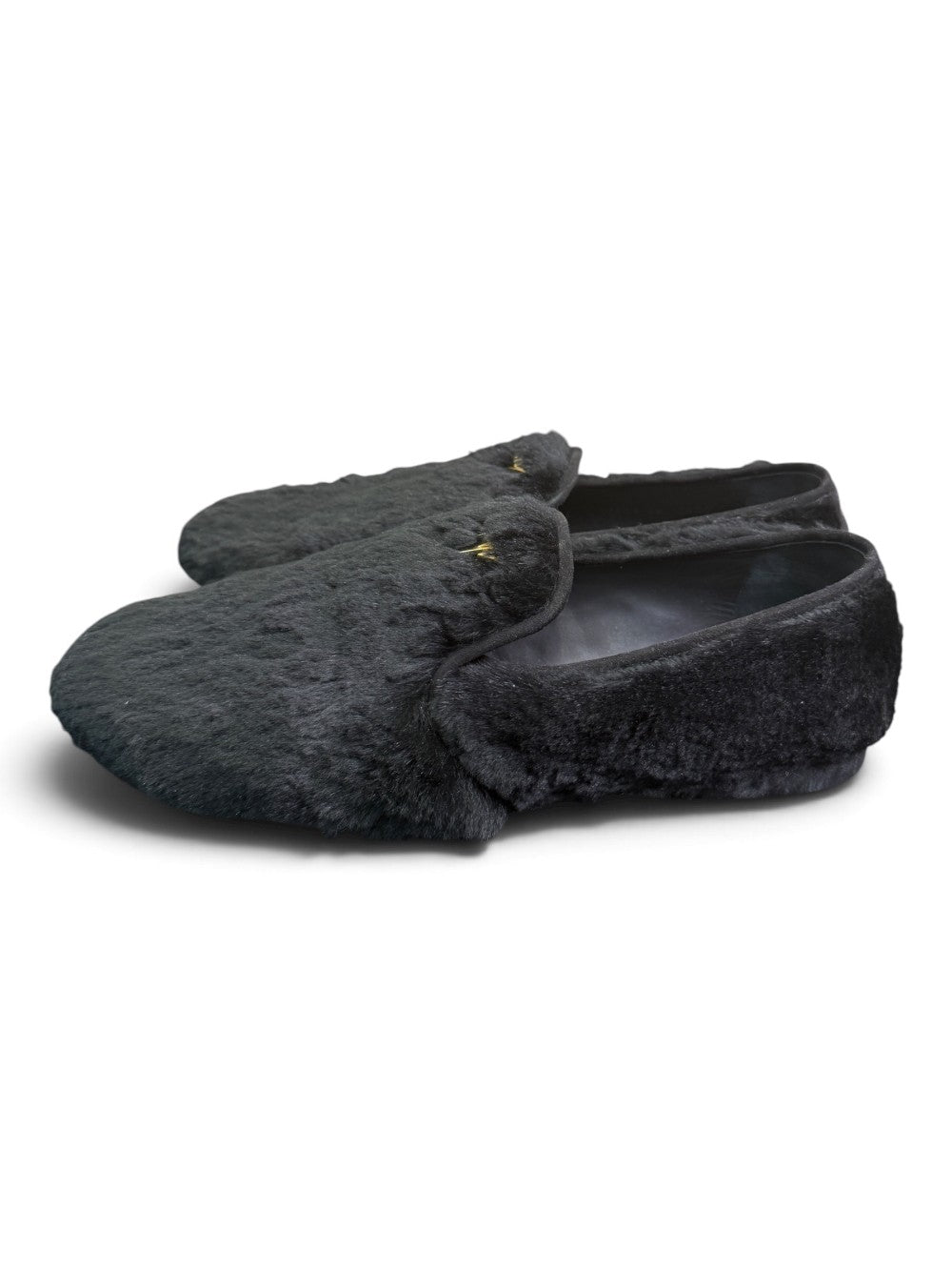 Giuseppe Zanotti Men's Black Rabbit Fur Loafers with Gold Signature – US 11 (EU 44)|998